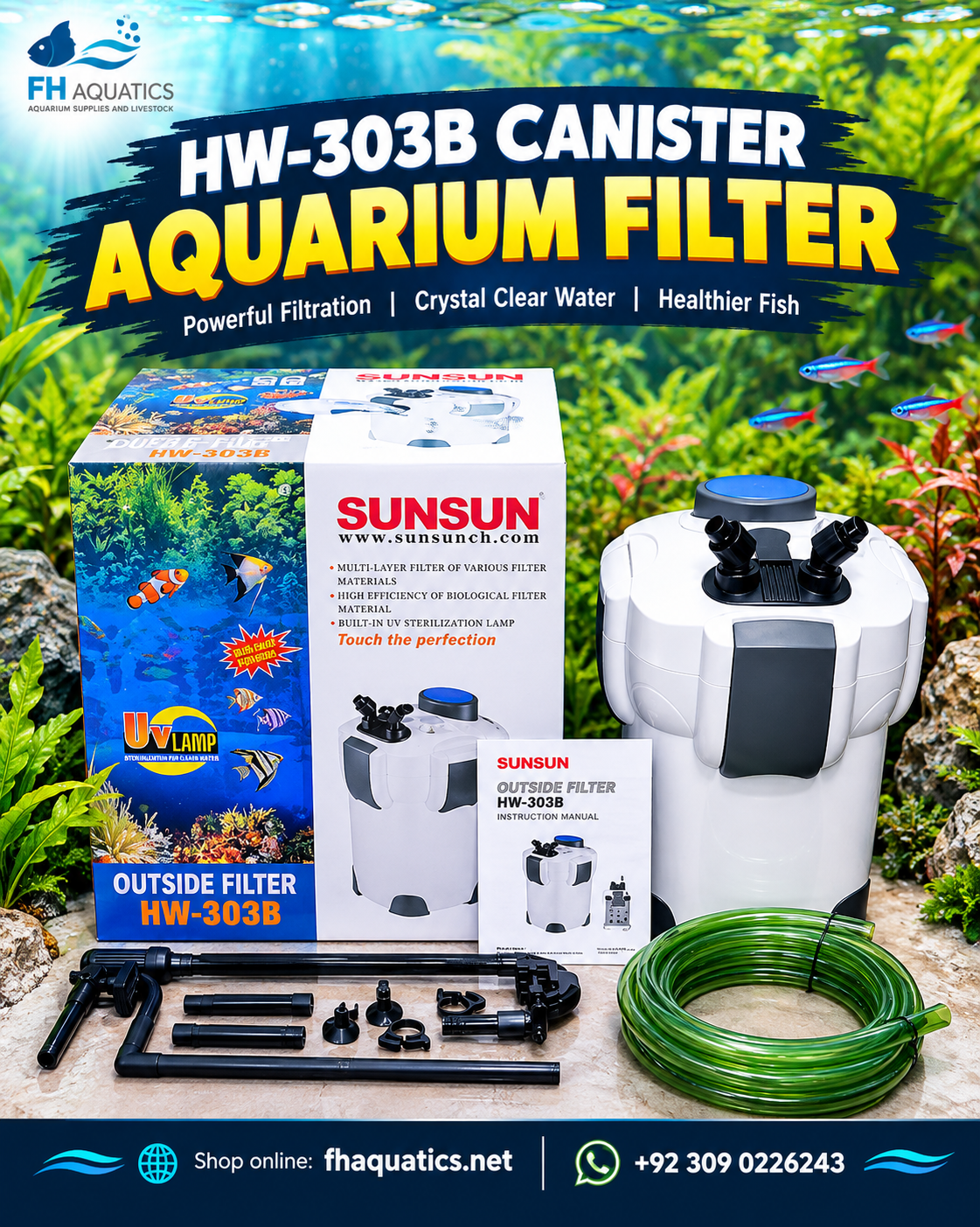 SunSun HW-303B External Canister Filter with 9W UV Sterilizer